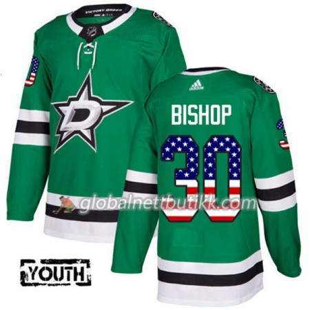 Dallas Stars Hockeydrakt Ben Bishop 30 2017-2018 USA Flag Fashion Grønn Adidas Authentic - Barn